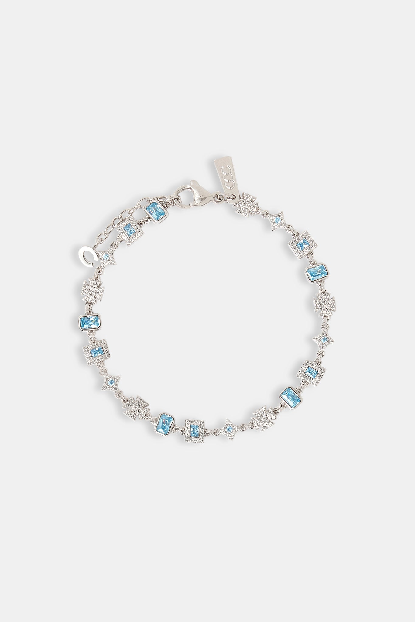 Iced Blue Gemstone & Motif Bracelet - 6mm